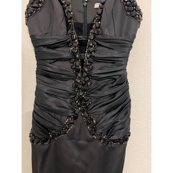 Mandalay Embellished Evening Cocktail Dress Womens 4 Glam Event Party Black Gala - Picture 7 of 15